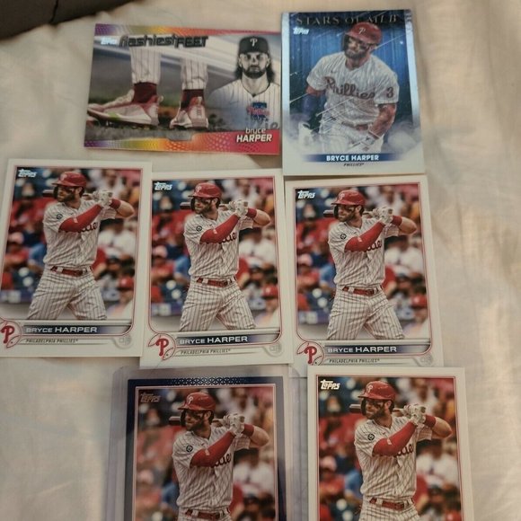 2022 Topps Series 1 Bryce Harper Blue Parallel, MLB Stars Lot of 7 cards